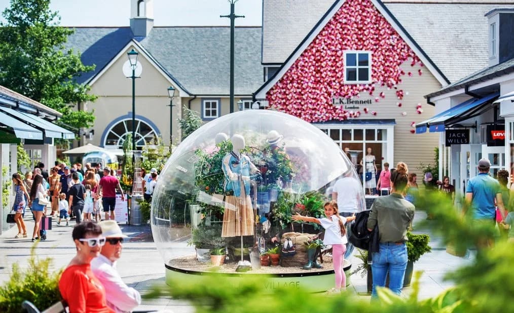 Shoppers on the boulevard at Kildare Village designer outlet